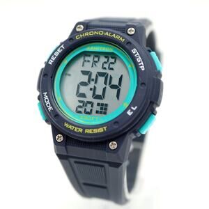 Armitron Blue Alarm Chrono Sport 38mm Watch 100M WR Resin Strap w New Battery
